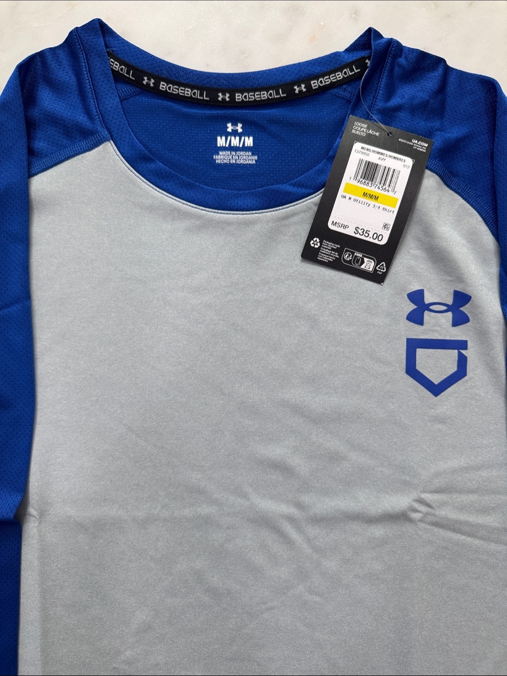 Under Armour Men’s three-quarter Sleeve Baseball Shirt - Gray & Blue